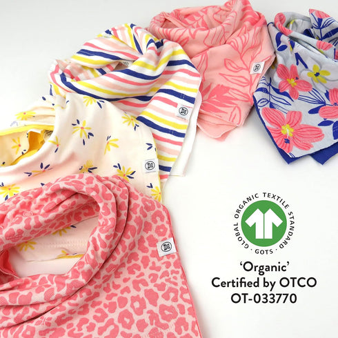 Multipack, 5-Pack HonestBaby Girls Organic Cotton Bandana Drool Bib Love Dove, One Size