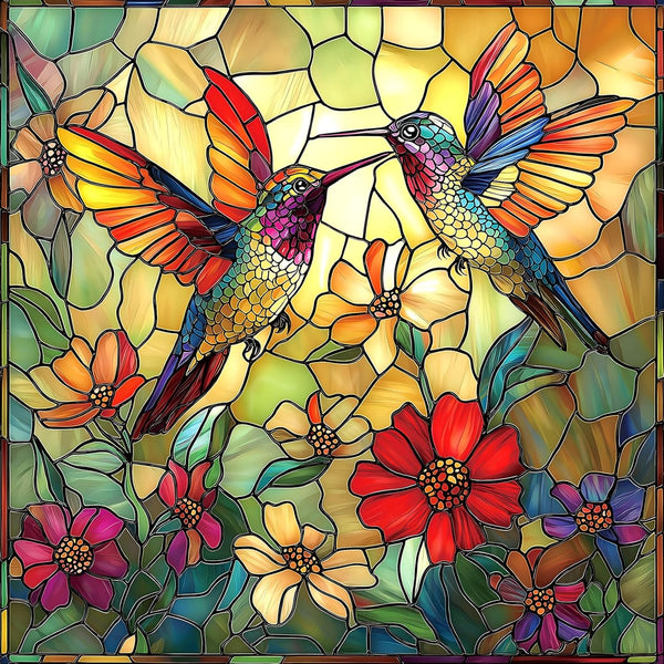 Vintage Paint Hummingbird Flower 500 Piece Puzzles for Adults, Easy Large Piece