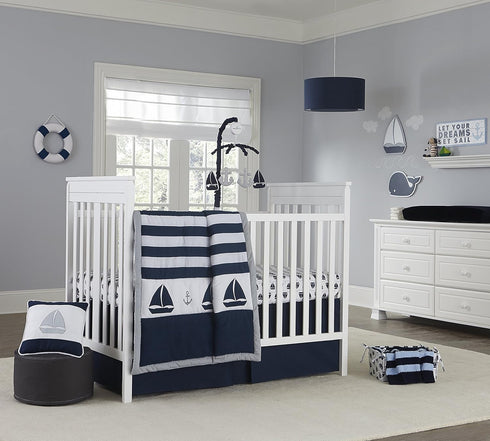 Nautica Kids Super Soft Changing Pad Cover - Navy & Light Blue Anchor Design