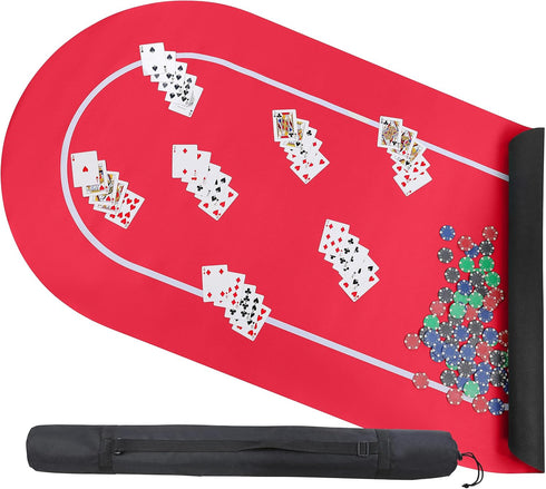 Jigitz Poker Mat - 70 x 35in Non-Slip Game Mat with Black Carrying Case for Card Games