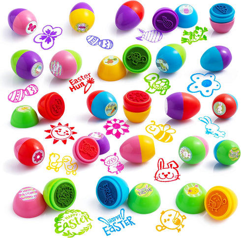 24Pcs JOYIN Easter Egg Stampers Toys for Easter Eggs Hunt Game, Basket Stuffers Fillers, Kids Party Favor, Assorted