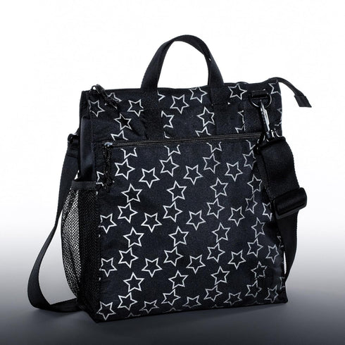 Lassig Reflective Star Diaper Bag - Black with Stroller Hooks
