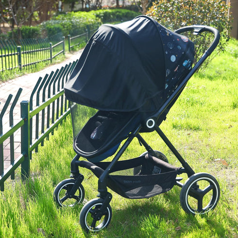 Baby Mosquito Net for Stroller, 2 in 1 Adjustable Sunshade, Breathable Double Zip Mosquito Netting (Upgrade, Black)