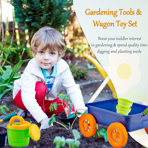 DCN12752 Set 15Piece Set Dimple Garden Wagon & Tools Toy Premium Gardening Tools & Wagon Toy Sturdy & Durable-Top Yd