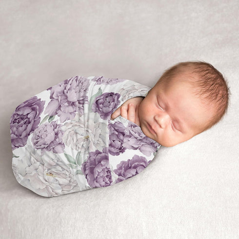 Sweet Jojo Designs Lavender Purple Boho Shabby Chic Floral Girl Baby Swaddle