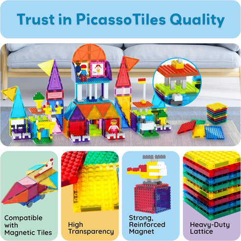 Set Set PicassoTiles Magnetic Brick Tiles STEM Creative Magnetic Tiles Building Block Building Brick Construction Toy