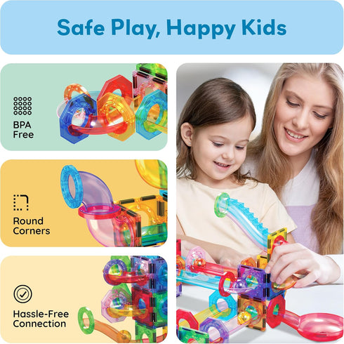 Pack 3+ PTG01 PicassoTiles Magnetic Marble Run Add-On Expansion for Magnet Tile Building Blocks Maze Construction Toy