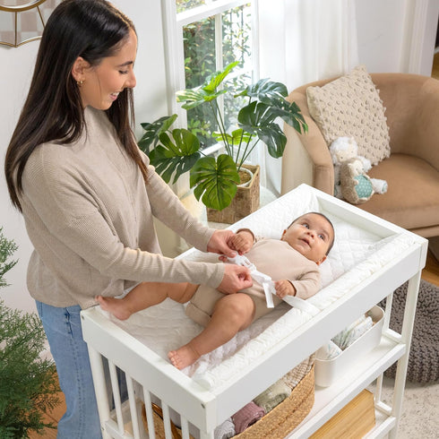 Ingenuity Contoured Changing Pad Includes Waterproof Changing Liner and Safety Fastening Strap with Quick-Release