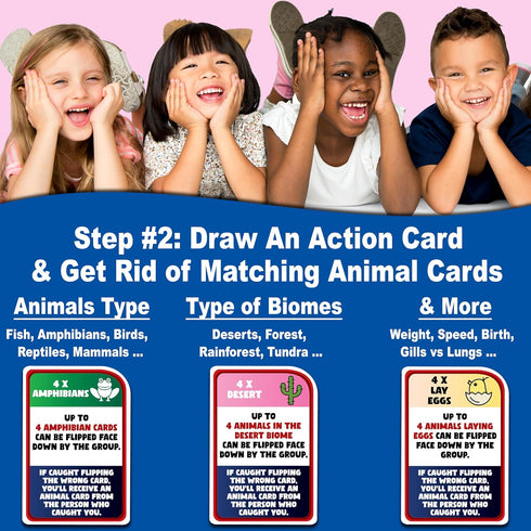 THINK2MASTER Animal Kingdom Info Quest Educational Card Game - Fun Learning for Kids, 2-12 Players, Age 6+, Classroom,