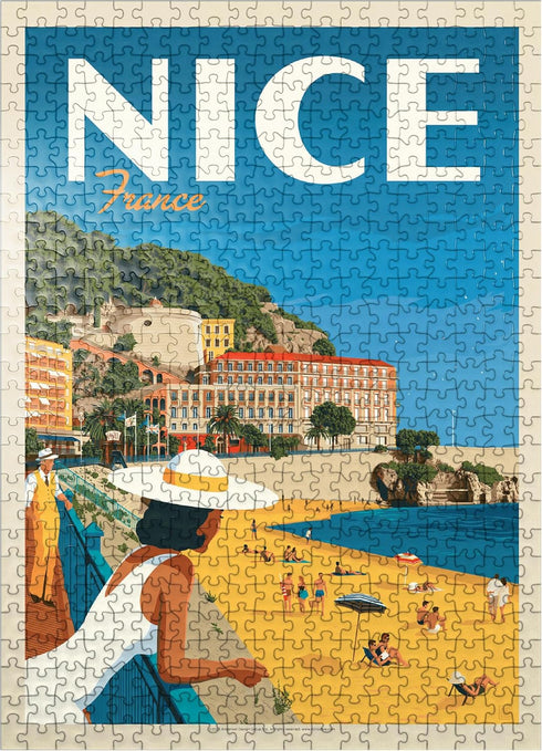 MyPuzzle France Vintage Poster, Nice, Premium 500 Piece Jigsaw Puzzle for Adults