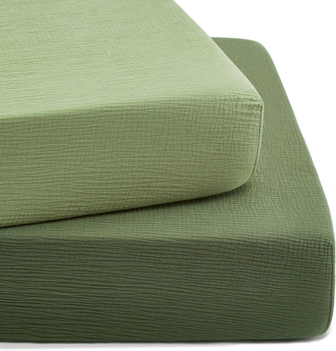 TILLYOU 2 Pack Muslin Crib Sheet for Boys and Girls - 100%