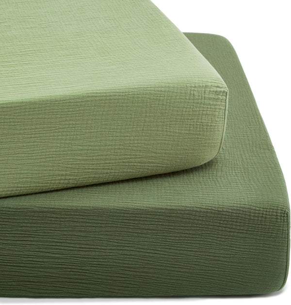 TILLYOU 2 Pack Muslin Crib Sheet for Boys and Girls - 100%