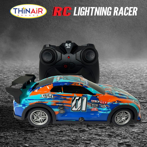 Nature Bound RC Lightning Racer - High-Speed Radio Controlled Race Car, Light Up Chassis, 1:40 Scale, Blue