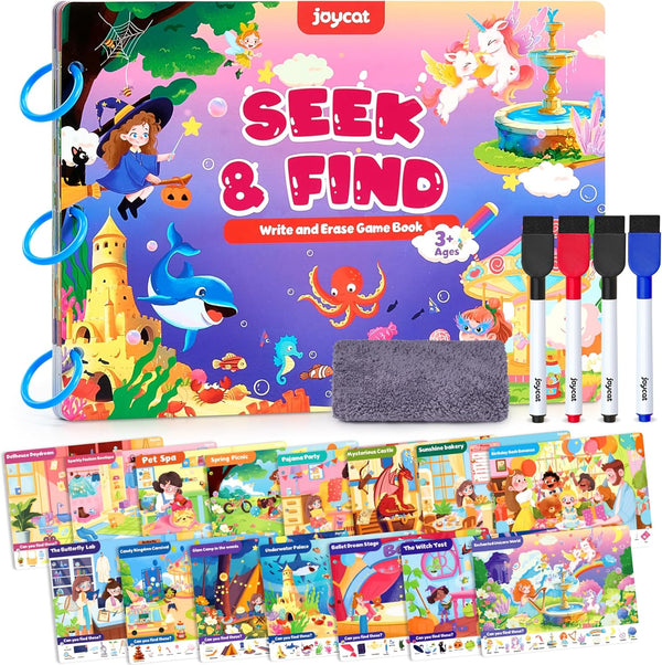 JoyCat Seek & Find Game Book, Educational Toys for Girls Ages 3-5,