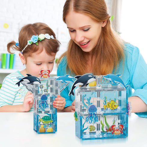 Set 8 3+ PTQ25 PicassoTiles Magnetic Tiles Magnet Tile Building Blocks Marine Animal World Themed with Ocean Character