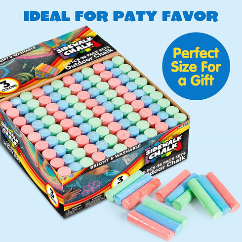 JOYIN 108 PCS Sidewalk Chalk Set in 36 Count, Non-Toxic Jumbo Washable Driveway Chalk for Outdoor Art Play