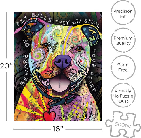 AQUARIUS - Dean Russo Beware Pit Bull AS 500 Piece Jigsaw Puzzle