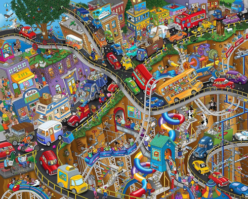 Springbok Getting Away, 1000 Piece Jigsaw Puzzle, Cartoon Illustration of Transportation