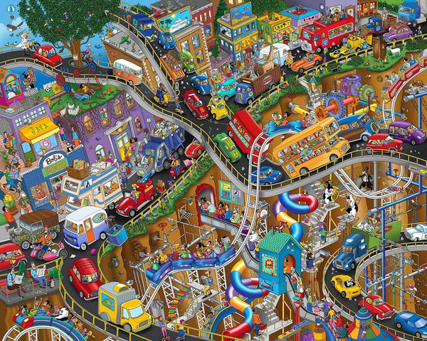 Springbok Getting Away, 1000 Piece Jigsaw Puzzle, Cartoon Illustration of Transportation