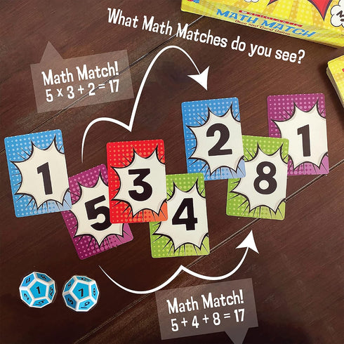 University Games Scholastic Math Match Travel Dice Game for 2 or More Players Ages 5 and Up