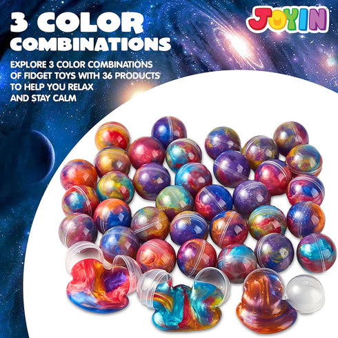 36 Pack JOYIN Slime Party Favors, Galaxy Slime Ball- Stretchy, Non-Sticky, Mess-Free, Stress Relief, and Safe - Toys