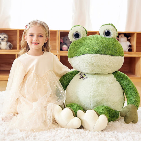 Giant Frog Stuffed Animal Plush Toy - 30 Inches Green Jumbo Cute Soft Toy for Kids and Girls