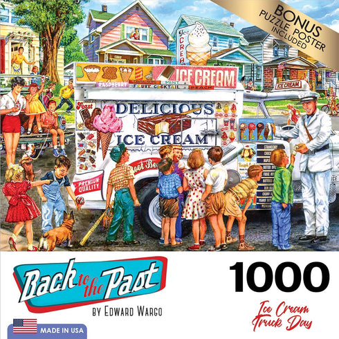 RoseArt - Back to The Past - Ice Cream Truck Day - 1000 Piece Jigsaw Puzzle for Adults