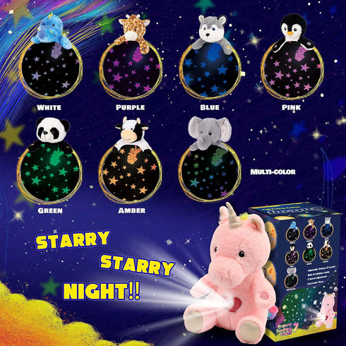 Christmas,13'' Cuteoy Plush Pink Unicorn Star Projector Musical Adjustable Singing Night Light Stuffed Animals Glowing