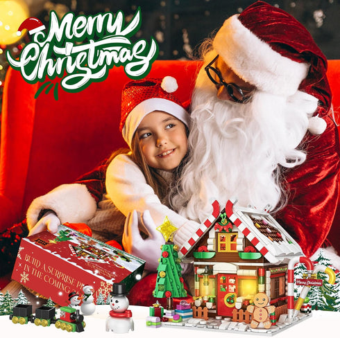 GIVFOZAY Set, 1288PCS Christmas Gingerbread House Building, Christmas Village House Building Contain Christmas Tree