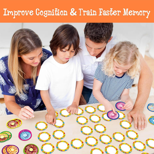 52 26 4 5 6 Hebayy PCS Donut Matching Game, Designs Dessert Cards Engaging Food Memory Game, Educational Learning Toys