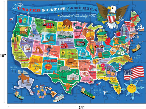 100 24" 18" 6+ RoseArt Map of USA Puzzle for Kids Large Pieces, x Educational United States Puzzle with Fun State