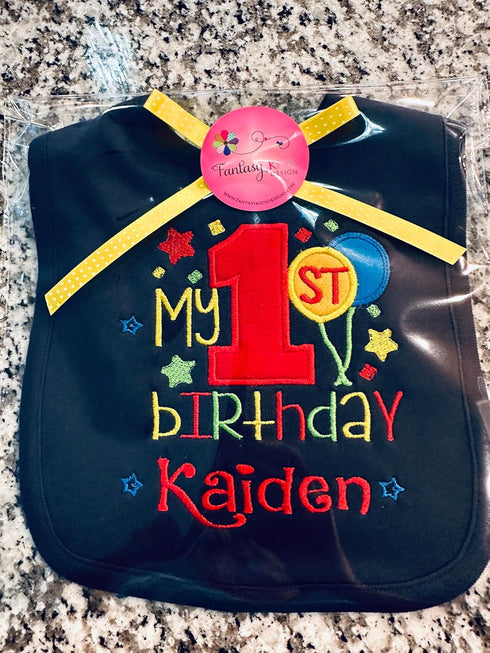 Personalized First Birthday Boy Smash Bib with Custom Name