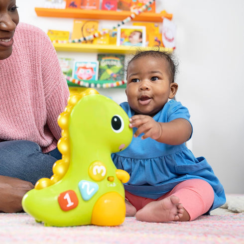 Bright Starts Go, Go, Dino Crawl & Count Activity Toy for Infants, Rolls, Lights Up, Plays Music, Ages 6 Months+
