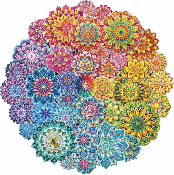 Colorful Flowers Puzzles - 1000 Piece Impossible Puzzle for Adults - Mandala Art Difficult Jigsaw