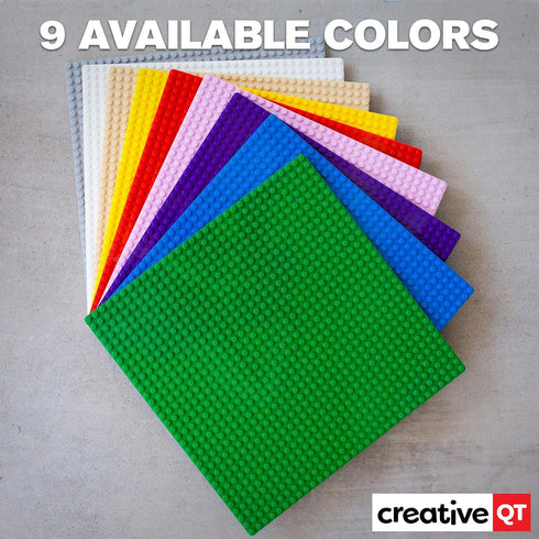 Creative QT MakerBase Green, 4 Pack, 10”x10” Peel-and-Stick Toy Building Blocks Baseplates