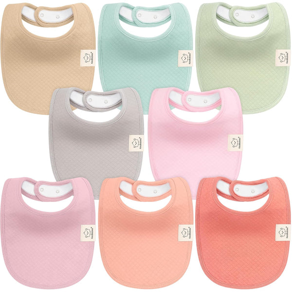 8-Pack Organic Baby Bibs for Baby Girls, Baby Boys - Absorbent Drool Bibs for Spit Ups, Cotton Cloth Baby Bibs