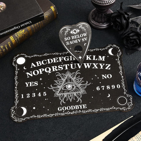 Pendulum Dowsing Divination Board Set, Black Wooden Talking Board for Parties and Gatherings