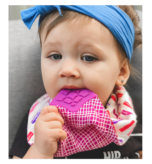 Nuby Reversible 100% Natural Cotton Muslin Teething Bib, 3 Piece Set, Pink, Aqua, Purple, Flower, Butterfly, Stripes
