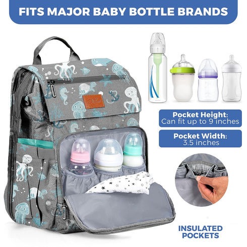 Backpack Backpack PILLANI Baby Diaper Bag - Diaper Bag w/Large Capacity - Baby Shower Gifts - Waterproof Travel Diaper