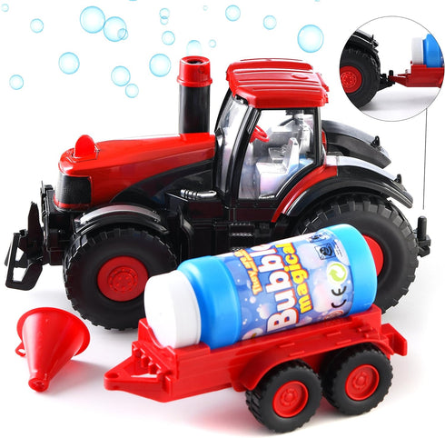 Prextex Bump & Go Bubble Blowing Farm Tractor Toy Truck with Lights and Sounds - Kids Tractor Toys for 2 to 3+ Years