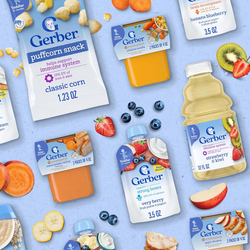 2 Pack, 32-Pack Gerber Stage Baby Food, Baby Fruit And Cereal Tubs Variety Iron Helps Support Brain Development, No