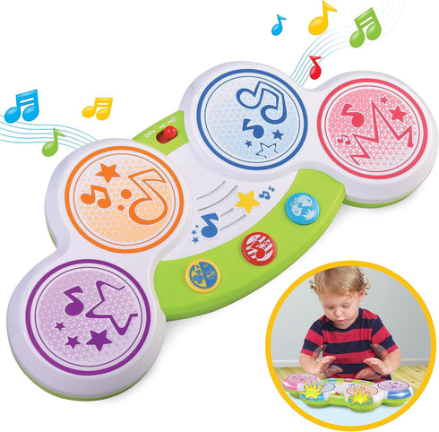 Magic Touch Drum, Toddler Light Up Music Bongos Toy, Infant Touch Sensor Baby Drum for 9-24 Month Olds