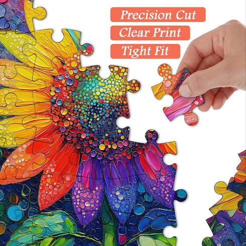 PICKFORU 1000 1000 Sunflower Puzzles for Adults Pieces, Impossible Rainbow Flower Jigsaw Puzzles, Colorful Gradient