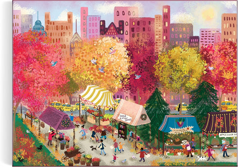Galison Autumn at The City Market – 1000 Piece Puzzle with Bright Artwork of A Fall Day at A Farmer’s Market
