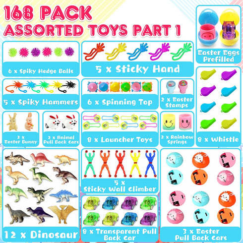 336 168 Packs 168 LINAYE PCS Prefilled Easter Eggs Bulk with Toys Inside - Pre Filled Stuffed Eggs with Party Favors