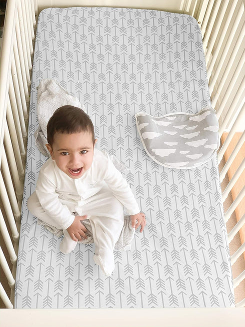 BaeBae Goods Pack 100% (24 38 5) Pack N Play Sheets - Super Soft Jersey Knit Cotton Mattress Sheets - Portable Mini