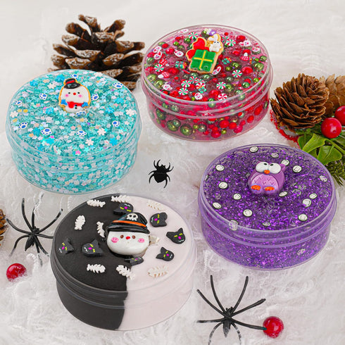 Green & Red Pearl Bead Slime, Good Stretchy & Non-Sticky Crunchy Slime, Slimes Party Favors for Kids, Slimes Sensory