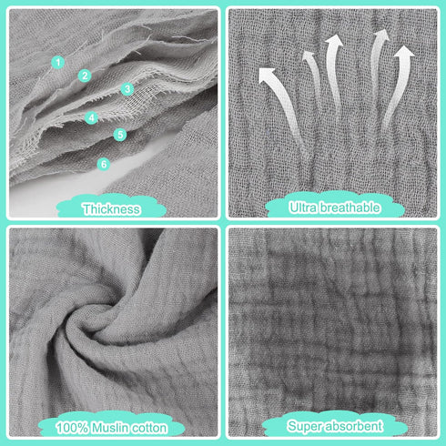 Accmor 6 Pack Soft Cotton Baby Bibs for Infants - Ideal for Drooling and Teething