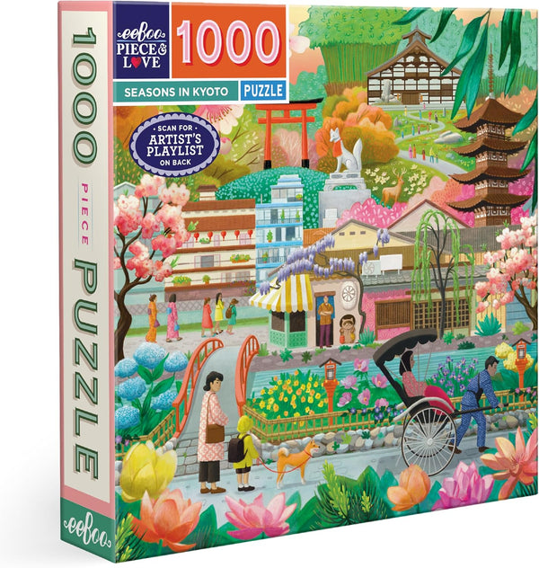 eeBoo 1000 Piece Puzzle - Seasons in Kyoto Jigsaw Puzzle for Adults,
