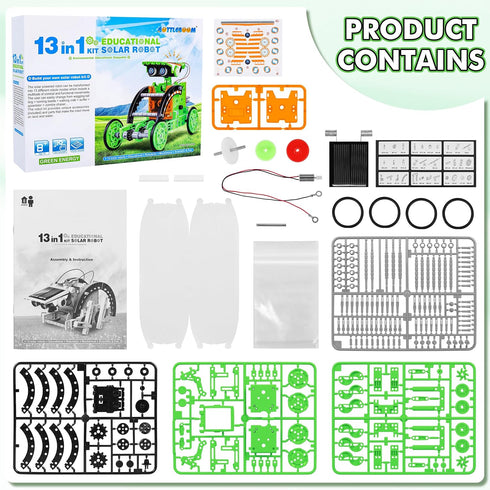 13-in-1 8-12, Set 8 9 10 11 12 STEM Education Solar Power Robots Toys for Boys Age Educational Toy Science Kits